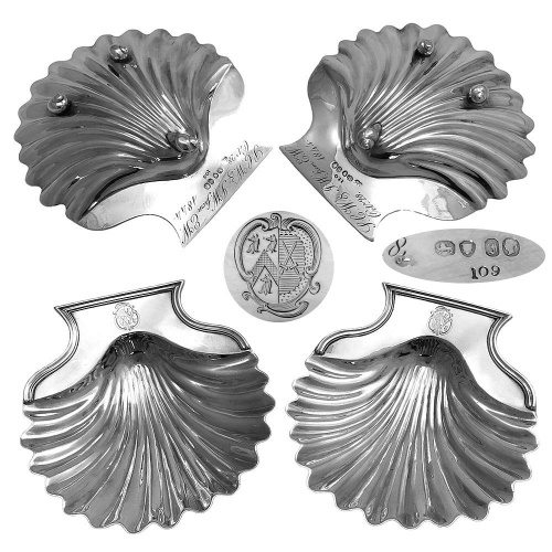 Pair of Victorian Silver  Butter Shells 1844
